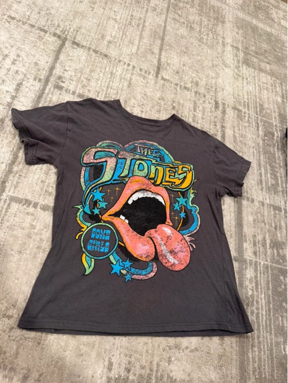 Rolling Stones Some Girls T Shirt Women’s Medium Charcoal Graphic Band Tee